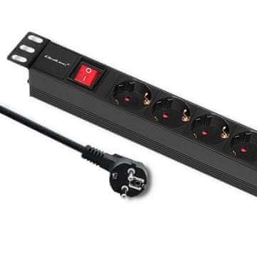 Qoltec PDU podaljšek za 19'' RACK | 1U | 16A | 6xSCHUKO | 2m