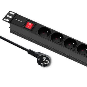 Qoltec PDU podaljšek za 19'' RACK | 1U | 16A | 6xFRENCH | 2m