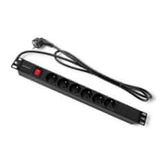 Qoltec PDU podaljšek za 19'' RACK | 1U | 16A | 6xFRENCH | 2m