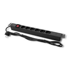 Qoltec PDU podaljšek za 19'' RACK | 1U | 16A | 6xFRENCH | 2m