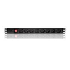 Qoltec PDU podaljšek za 19'' RACK | 1U | 16A | 8xFRENCH | 2m