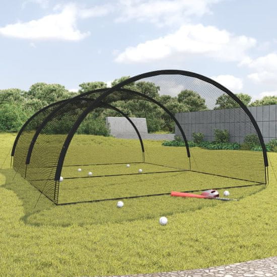 Vidaxl Kletka z mrežo za baseball črna 600x400x250 cm poliester