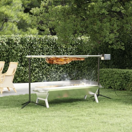 shumee vidaXL Avtomatski raženj z motorjem nerjaveče jeklo 150x46,5x82,5 cm