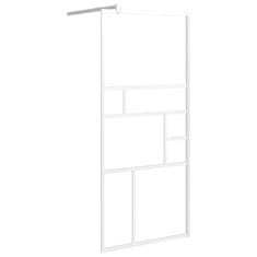 Vidaxl Pregrada za tuš s polico bela 90x195 cm ESG steklo in aluminij
