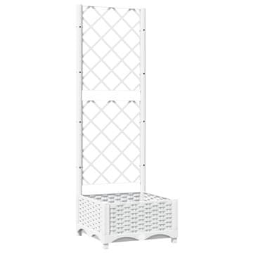 Vidaxl Cvetlično korito z oporno mrežo belo 40x40x121,5 cm PP