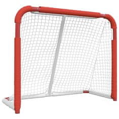 Vidaxl Gol za hokej rdeč in bel 137x66x112 cm poliester