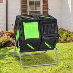 Vidaxl Vrtljivi kompostnik z dvojno komoro 63x60x74 cm 140 L PP