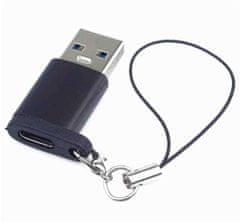 PremiumCord Adapter USB3.0 A moški - USB-C ženski, črn z zanko za obešanje