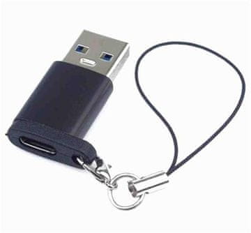 PremiumCord Adapter USB3.0 A moški - USB-C ženski, črn z zanko za obešanje