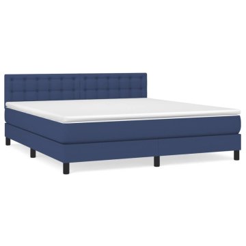 Vidaxl Box spring postelja z vzmetnico modra 160x200 cm blago