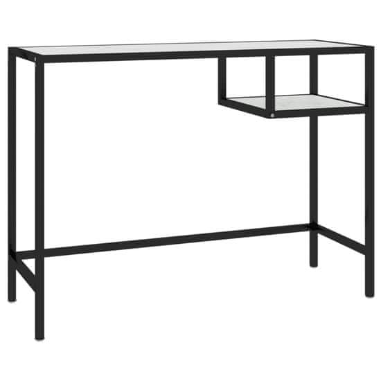 Vidaxl Računalniška miza bel marmor 100x36x74 cm kaljeno steklo