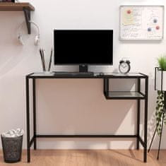 Vidaxl Računalniška miza bel marmor 100x36x74 cm kaljeno steklo