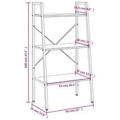 Vidaxl 3-nadstropni stoječi regal svetlo rjav in črn 56x35x108 cm