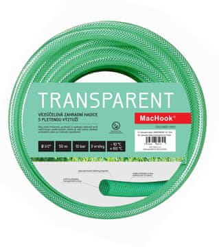 Vrtna cev TRANSPARENT 1/2 50 m zelena