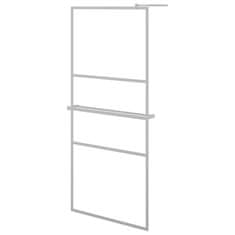 Vidaxl Pregrada za tuš s polico krom 80x195 cm ESG steklo in aluminij